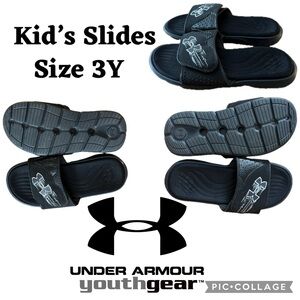 Under Armour Mercenary SL Black Adjustable Slides Big Boys Slides Youth Size 3Y